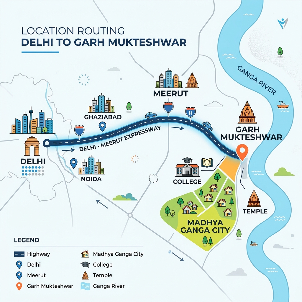 Madhya Ganga City Location Map Route